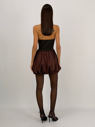 Abito Halter a Palloncino Marrone