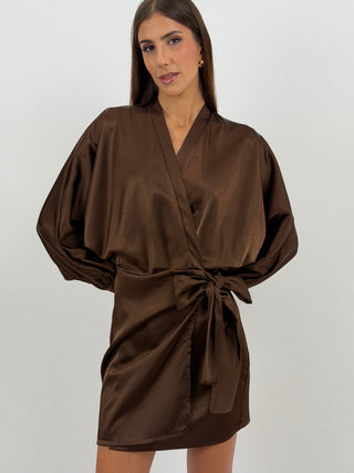 Abito Satin a Portafoglio Marrone