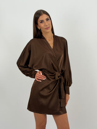 Abito Satin a Portafoglio Marrone