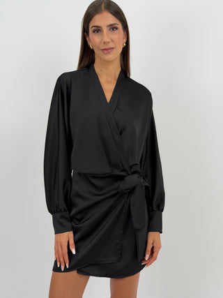 Abito Satin a Portafoglio Nero