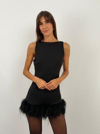 Abito Nero con Piume - Lumina