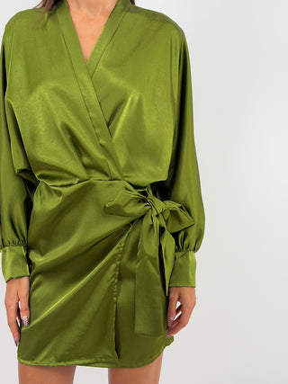 Abito Satin a Portafoglio Verde Oliva