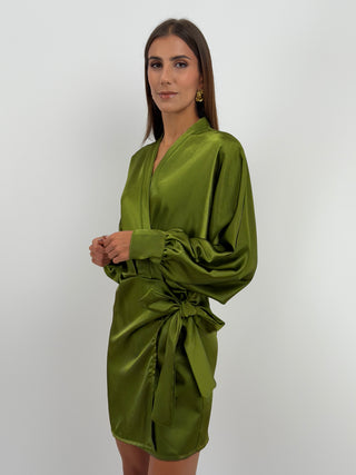 Abito Satin a Portafoglio Verde Oliva