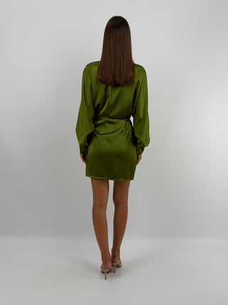 Abito Satin a Portafoglio Verde Oliva