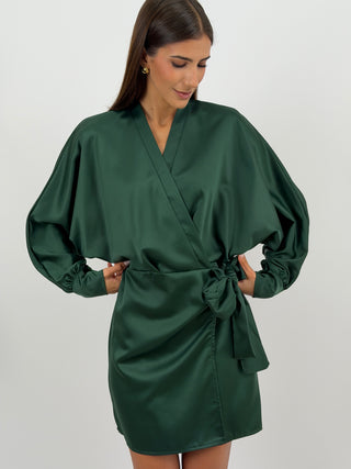 Abito Satin a Portafoglio Verde Scuro