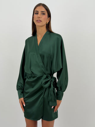 Abito Satin a Portafoglio Verde Scuro