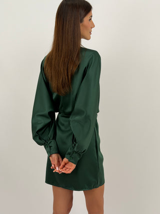 Abito Satin a Portafoglio Verde Scuro