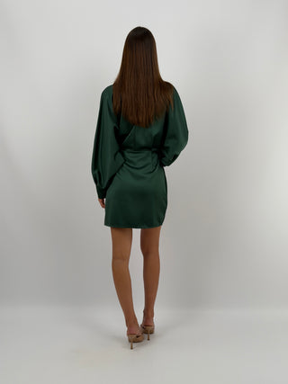 Abito Satin a Portafoglio Verde Scuro