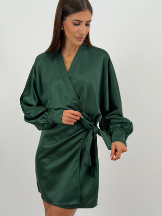 Abito Satin a Portafoglio Verde Scuro