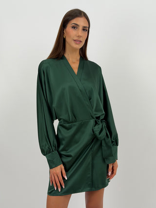 Abito Satin a Portafoglio Verde Scuro