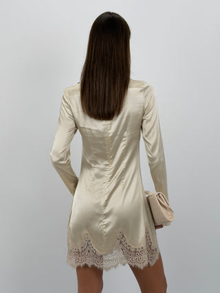 Abito Lumina in Satin con Pizzo Crema