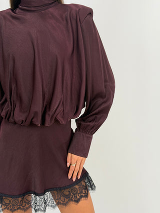 Abito Lumina Satin con Spalline Bordeaux