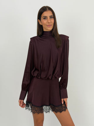 Abito Lumina Satin con Spalline Bordeaux