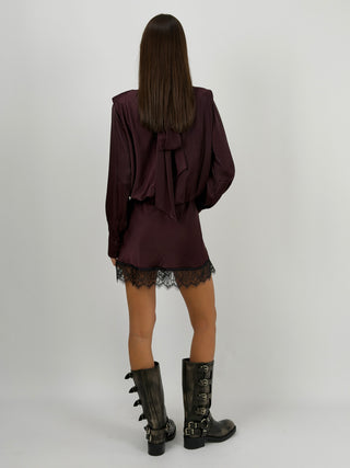 Abito Lumina Satin con Spalline Bordeaux