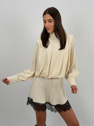 Abito Lumina Satin con Spalline Crema