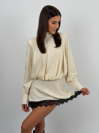 Abito Lumina Satin con Spalline Crema