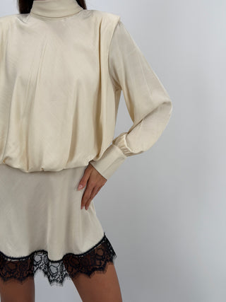 Abito Lumina Satin con Spalline Crema