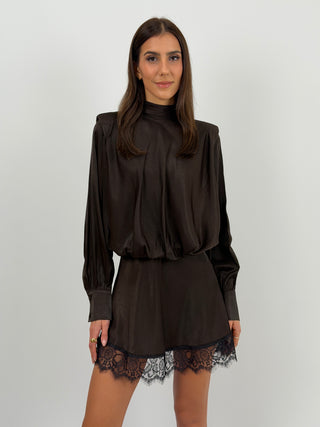 Abito Lumina Satin con Spalline Marrone