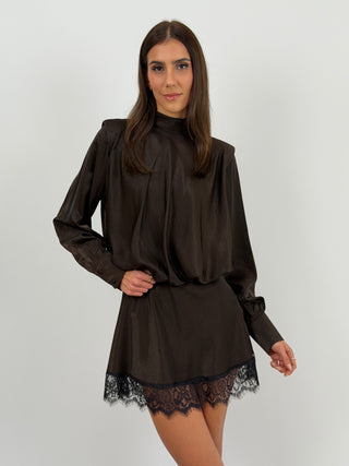 Abito Lumina Satin con Spalline Marrone