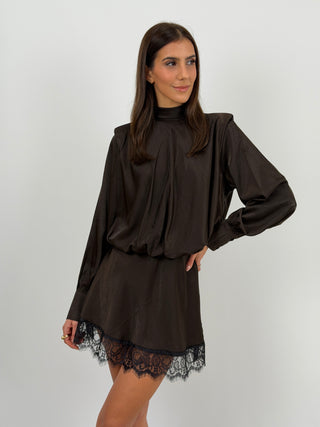 Abito Lumina Satin con Spalline Marrone