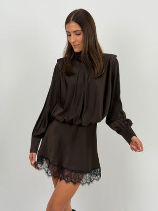 Abito Lumina Satin con Spalline Marrone