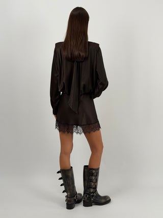 Abito Lumina Satin con Spalline Marrone