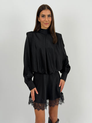 Abito Lumina Satin con Spalline Nero