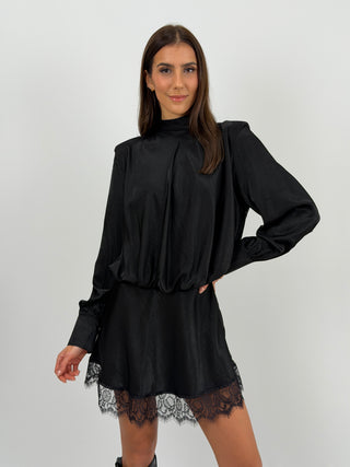 Abito Lumina Satin con Spalline Nero