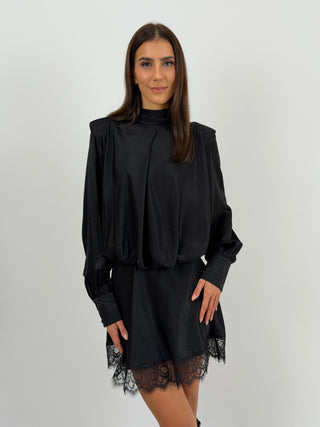 Abito Lumina Satin con Spalline Nero