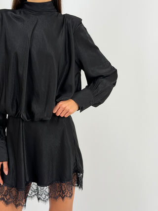 Abito Lumina Satin con Spalline Nero