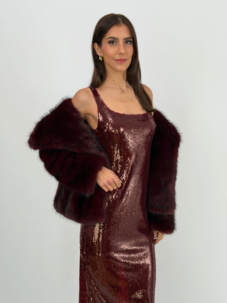 Tubino Lumina con Paillettes Bordeaux