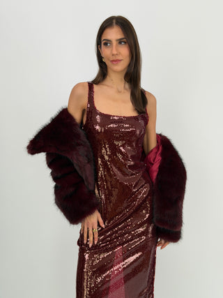 Tubino Lumina con Paillettes Bordeaux