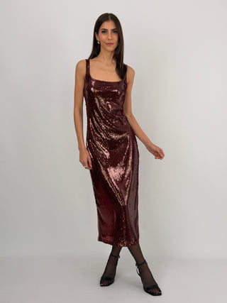 Tubino Lumina con Paillettes Bordeaux