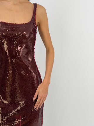 Tubino Lumina con Paillettes Bordeaux