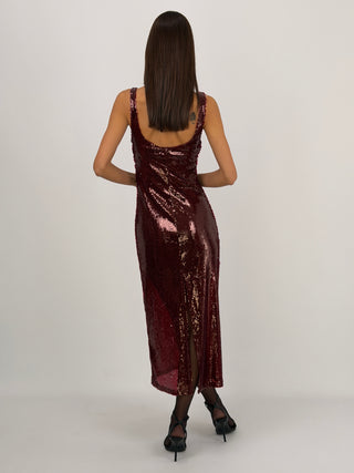 Tubino Lumina con Paillettes Bordeaux