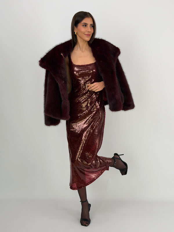 Tubino Lumina con Paillettes Bordeaux