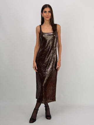 Tubino Lumina con Paillettes Marrone