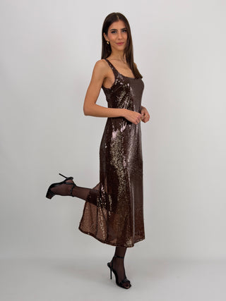 Tubino Lumina con Paillettes Marrone