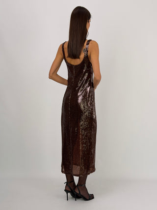 Tubino Lumina con Paillettes Marrone