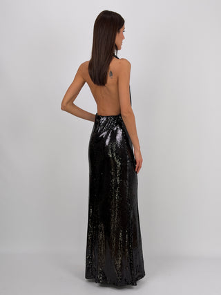 Abito Lumina Lungo con Paillettes Nero