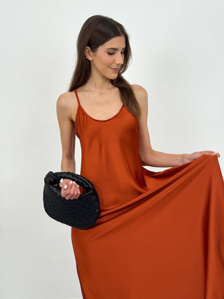 Abito Lungo Satin Kora Arancione