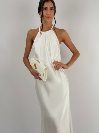 Abito Gioiello in Satin Bianco