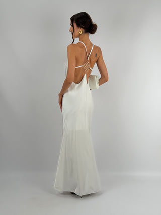 Abito Gioiello in Satin Bianco