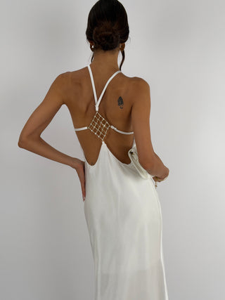 Abito Gioiello in Satin Bianco