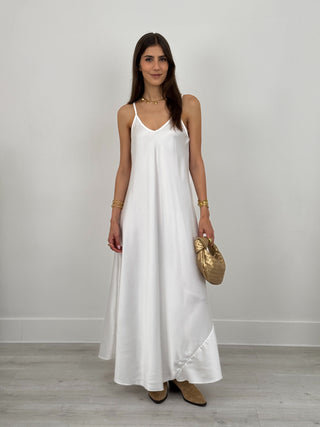 Abito Lungo Satin Kora Bianco