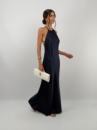 Abito Gioiello in Satin Blu