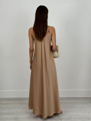 Abito Lungo Satin Kora Bronzo