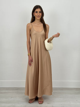 Abito Lungo Satin Kora Bronzo