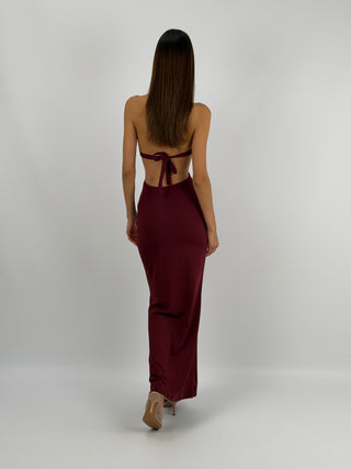 Abito Lungo con Cut Out Burgundy