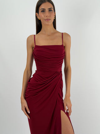 Abito con Arricciature Burgundy
